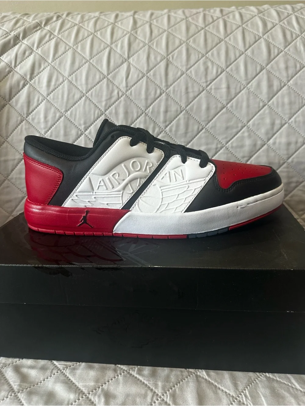 NEW Jordan Nu Retro Low-Top Sneakers in Red, Black & White